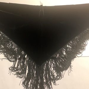 Curtain Call Costumes Black Velvet Wrap with Fringe Size M